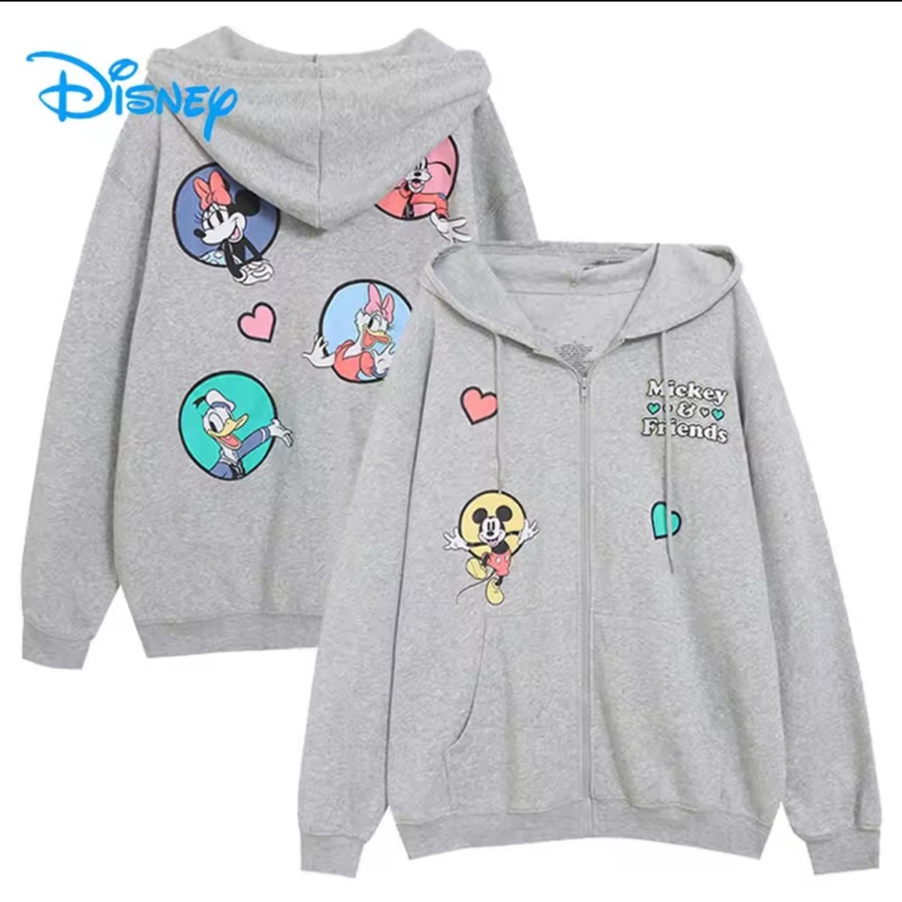 Disney Gray Hoodie with Mickey and Friends